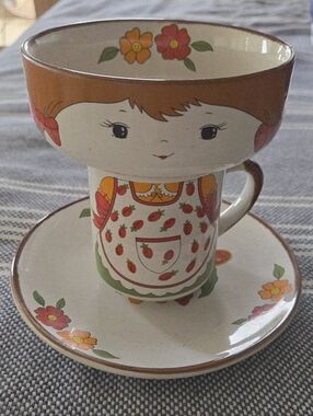 Vintage Interpur Children Girl Dish Set Plate Bowl Reminisce 70s 80s Nostalgia